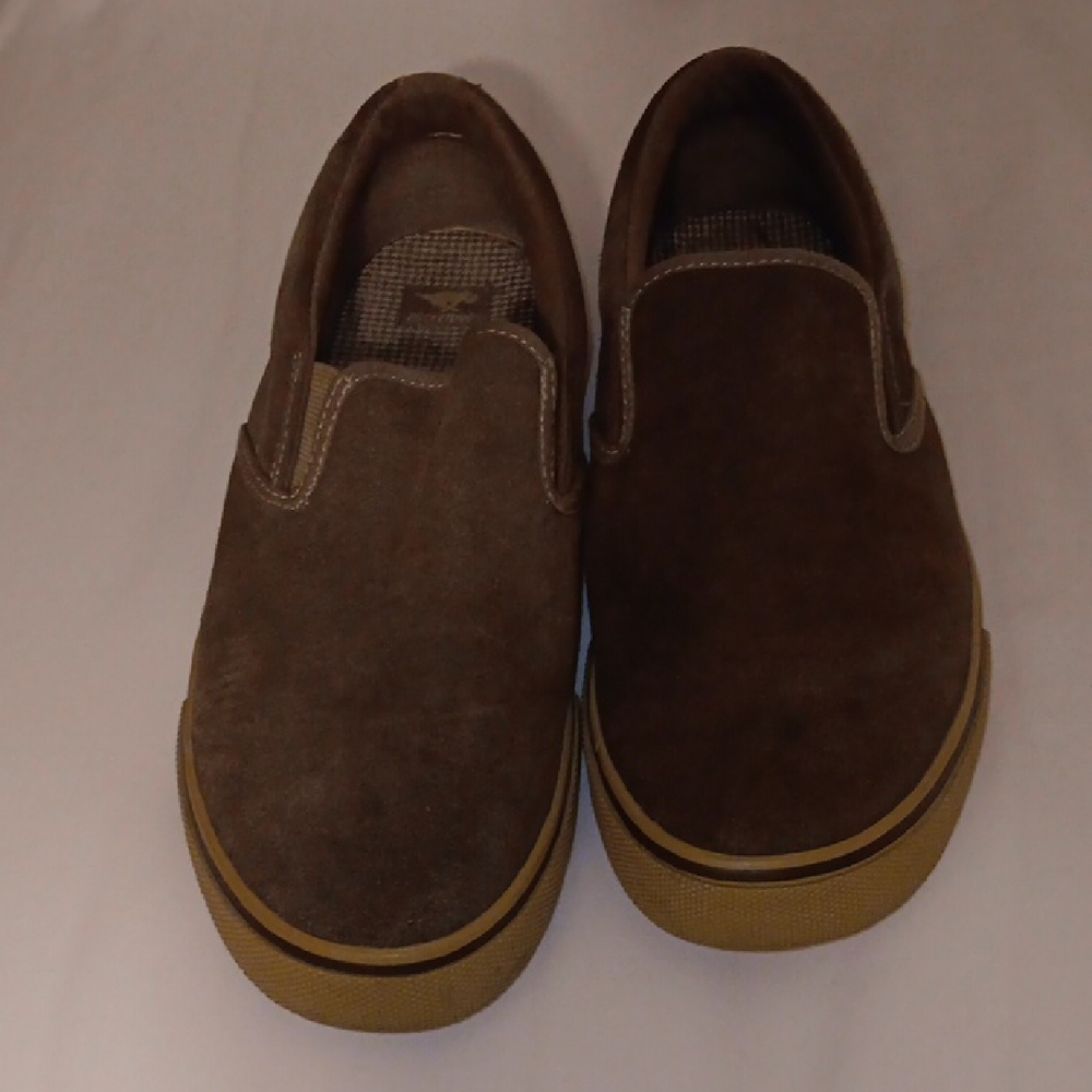 ROCKET DOG BROWN LEATHER SLIP-ON SNEAKERS